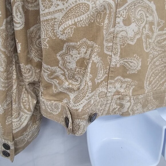 Croft & Barrow Tan Paisley Boho Cotton Preppy Trucker Jacket 18 - Picture 10 of 15